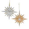 Gold & Silver Star With Clear Gem Center Ornaments, 2 Assorted