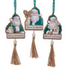 Winter Green Santa Ornaments, 3 Assorted