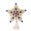 11.5“ Gold Glittered With Peacock Colored Gemstones Star Treetop