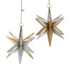 Metallic Gold & Silver Glittered Starburst Ornaments, 2 Assorted