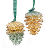 Cream & Green Pinecone Ornaments, 2 Assorted