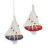 Red & Blue Sailboat Ornaments, 2 Assorted