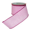 Hot Pink Glittered Criss-Cross Patterned Double Wire Ribbon
