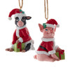 Christmas Farm Pig & Cow Ornaments, 2 Assorted