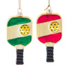 Glass Red & Green Pickleball Ornaments, 2 Assorted