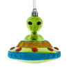 Shatterproof Green Alien UFO Ornament