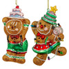Glass Gingerbread With Cakes Ornaments, 2 Assorted