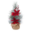 18“ Un-Lit Flocked Tree With Red Berries and Poinsettia