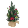 18“  Un-Lit Green Tree With Berries and Pinecone Ribbon