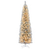 7' Pre-Lit Warm White LED Winchester Siver Pine Pencil Tree