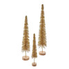 Gold Glittered Miniature Tree Set, 3-Piece Set