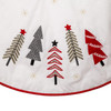 50" Ivory, Green and Red Tree Embroidered Tree Skirt