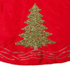60“ Red Dupion Embroidered Tree Skirt