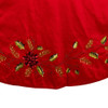 72" Red Dupion With Multi Sequin Poinsettia & Holly Leaves Tree Skirt