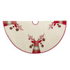 60“ Ivory Dupion With Reindeer Applique Embroidered Tree Skirt