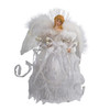12"10L Warm White LED Fiber-Optic White and Silver Angel Tree Topper