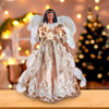 16" UL 10L White & Rosé Gold African American Angel Tree Topper