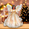 12“ UL 10-Light Ivory & Gold African American Angel Treetop