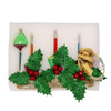 6.9" Holly Berry & Greenery With Gold Base Three Bubble Light Table Piece