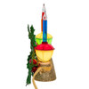 6.9" Holly Berry & Greenery With Gold Base Three Bubble Light Table Piece