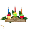 6.9" Holly Berry & Greenery With Gold Base Three Bubble Light Table Piece