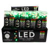 24.5' UL 50L Red, Green & Pure White Frosted 5MM LED Connectible Light Set With Green Wire