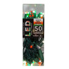 24.5' UL 50L Pure White, Red and Green Frost 5MM LED Green Wire Light Set
