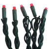 49.5' UL 100L Red 5MM LED Connectible Light Set With Green Wire