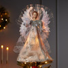 16" Fiber-Optic White, Silver and Grey Angel Tree Topper