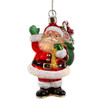Glass Illuminated Gems USB Warm White LED Santa With Gift Bag Ornament