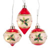 90MM Glass Illuminated Gems USB Warm White LED Fairy Light Holly Leaves Bal, Onion & Finial Ornaments, 3 Assorted