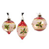 90MM Glass Illuminated Gems USB Warm White LED Fairy Light Holly Leaves Bal, Onion & Finial Ornaments, 3 Assorted