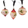 90MM Glass Illuminated Gems USB Warm White LED Fairy Light Holly Leaves Bal, Onion & Finial Ornaments, 3 Assorted