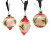 90MM Glass Illuminated Gems USB Warm White LED Fairy Light Holly Leaves Bal, Onion & Finial Ornaments, 3 Assorted