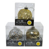100MM Illuminated Gems Lighted USB Gold and Silver Glass Ball Ornaments, 3 Assorted