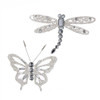 Silver Butterfly and Dragonfly Ornaments, 2 Assorted