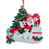 Snowmen Around Christmas Tree With Gifts Family Of 4 Ornament For Personalization