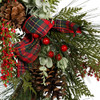 24“ Un-Lit Berries and Pinecone Ribbon Rattan Wreath