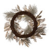 24“ Un-Lit Silver and Gold Champagne Rattan Wreath
