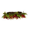 24“ Un-Lit Decorated Green Rattan Wreath