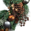 24" Un-Lit Copper & Silver Balls Green Wreath