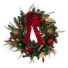 24“ Un-Lit Gold, Red & Green Ribbon Wreath