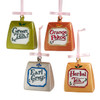Glass Tea Bag Ornaments, 4 Assorted