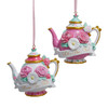 Floral Teapot With Sayings Ornaments, 2 Assorted
