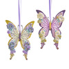 Purple & Gold Butterfly Ornaments, 2 Assorted