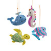 Bedazzled Sea Animal Ornaments, 4 Assorted