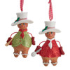 Gingerbread Boy & Girl With Wire Arms Ornaments, 2 Assorted