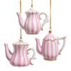 Porcelain Tea Pot With Stripes Ornaments, 3 Assorted