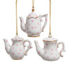 Porcelain Tea Pot With Polka Dots Ornaments, 3 Assorted