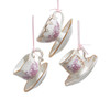 Porcelain Tea Cup Ornaments, 3 Assorted
